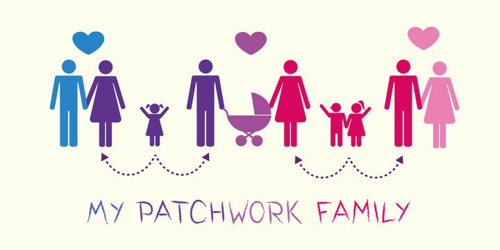 big patchwork family concept pictogram vector illustration EPS10