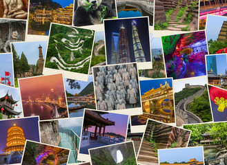 Fototapeta na wymiar Collage of China images (my photos) - travel background