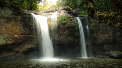 Fototapeta na wymiar Rainbow Heo Suwat Waterfall, Khao Yai National Parks, Tropical