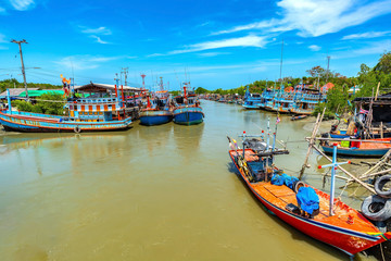 Fototapeta na wymiar Fishing Boat Village, Traditional Thai fishing boat Thailand