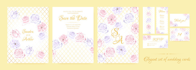 Floral Wedding Invite in Pastel Colors.