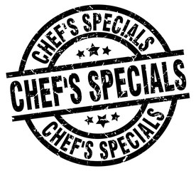 chef's specials round grunge black stamp