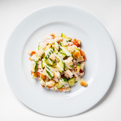 salad on the white plate