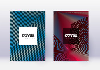 Hipster cover design template set. Red abstract li