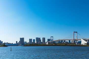 Obraz premium (東京都-都市風景)レインボーブリッジと東京湾岸風景８