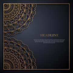 Gold and black greeting card template in retro style. Great design for any purposes: invitation, flyer, menu, brochure or leaflet