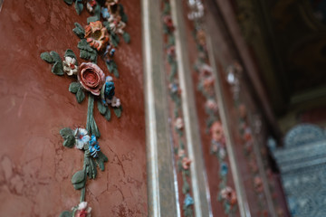 Royal palace wall flower decoration - Fresco colorful nature in pastel color