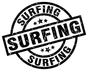 surfing round grunge black stamp