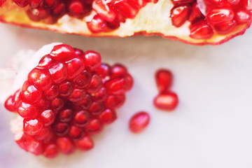 pomegranate seeds close-up. pomegranate on a light background
