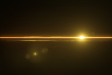 Abstract background lighting flare.digital lens flare in black background horizontal frame warm