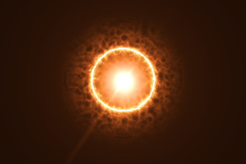 Ring of fire effect illustration.Abstract sun burst with digital lens flare light black background.Design abstract natural lens flare in space. Rays background