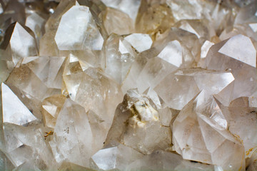 Fototapeta na wymiar Huge crystal of colorless gemstone quarts, geology mineral background
