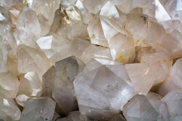Huge crystal of colorless gemstone quarts, geology mineral background