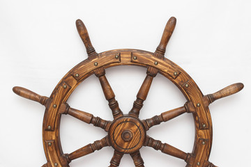 Steering hand wheel ship on white background