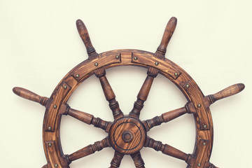 Steering hand wheel ship on white background