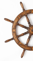 Steering hand wheel ship on white background