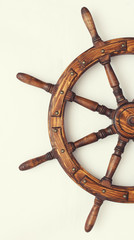 Steering hand wheel ship on white background