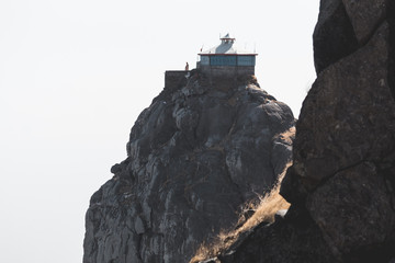 VIew of the Dattatreya temple at top of the Mount GIrnar in Junagadh, Gujarat, India