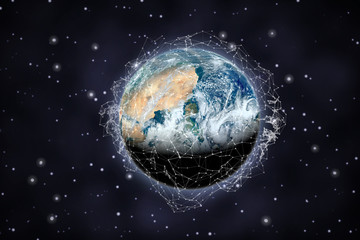 communication network around planet earth concept, elements of this image furnished by nasa b