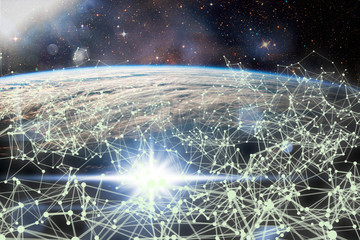 communication network around planet earth concept, elements of this image furnished by nasa b