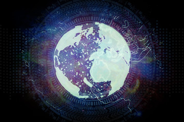 3d futuristic hologram of earth float in the air b