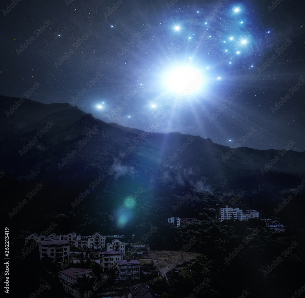 Canvas Prints nature landscape and constellation over it, elements of this image furnished by nasa b