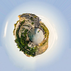 creative concept of mini planet earth landscape b