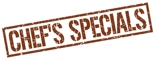 chef's specials brown grunge square vintage rubber stamp