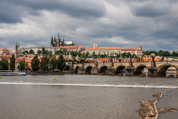 A view on Prague Castle from the left bank of Vltava River