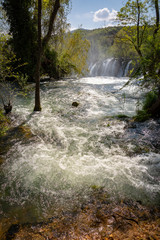 Upstreams the Kravice waterfall on the Trebizat River in Bosnia and Herzegovina