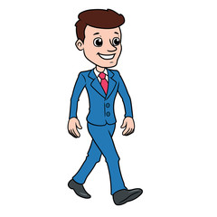 Handsome man in a suit walking