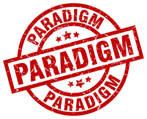 paradigm round red grunge stamp