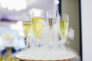 glasses of champagne on table