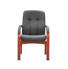 Fototapeta premium The office chair from black leather. Isolated over white