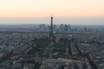 cityscape of Paris with eiffel tower at sunset