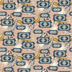 Naklejka premium Ethnic boho jungle geometric tribal seamless pattern texture.