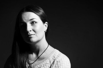Woman portrait, black and white photo