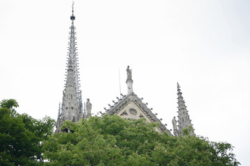 Fototapeta na wymiar Spire and Statues of Notre Dame, Paris.