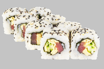 Sushi Samurai Roll with tuna and omelet with sesame