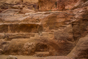 canyon wilderness environment and sand stone stairs narrow path way carved in rock