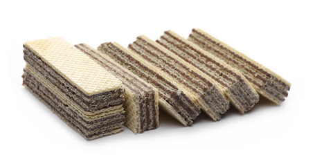 Chocolate wafers isolated on white background