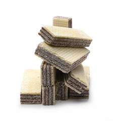 Chocolate wafers isolated on white background