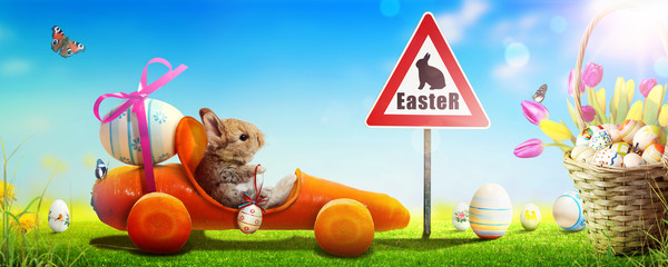 Osterhase unterwegs zum Osterfest!