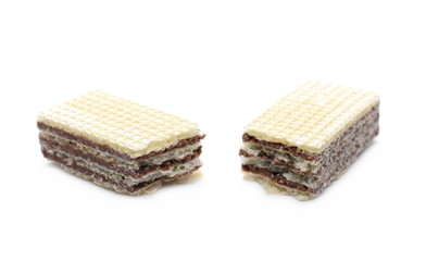 Chocolate wafers isolated on white background