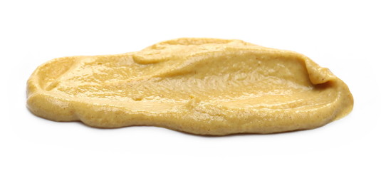 Yellow mustard sauce, spread isolated on white background
