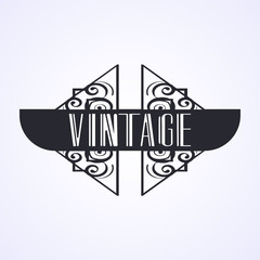 Luxury antique modern art deco monochrome hipster minimal geometric vintage vector frame , border , label for your logo, badge or crest for club, bar, cafe, restaurant, hotel, boutique