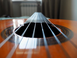 Fototapeta premium guitar, soundboard, guitar neck, strings