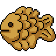 Obraz premium vector pixel art fish cookie