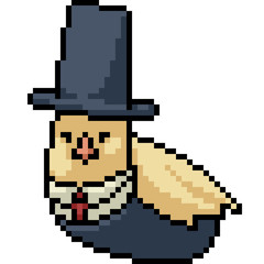 Fototapeta premium vector pixel art chicken wear hat