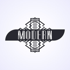 Vintage modern art deco frame design for labels, banner, logo, emblem, apparel, t- shirts, sticker and other design object. Vector illustration